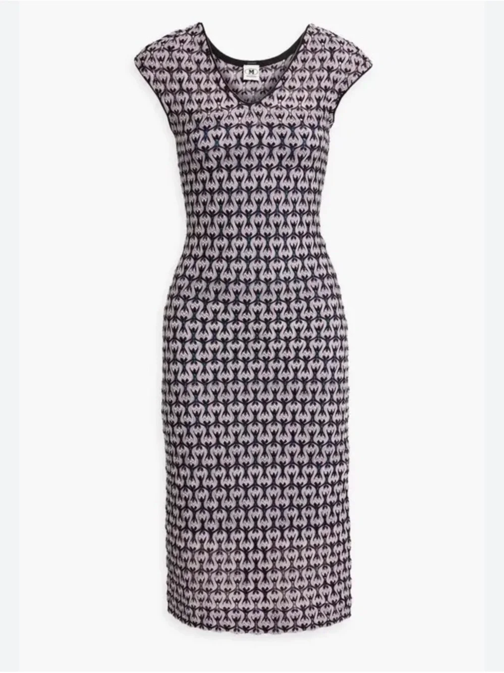 Missoni Classic Crocket Knit Midi Length Sheath Dress in Purple, Black, and Teal - Picture 3 of 11